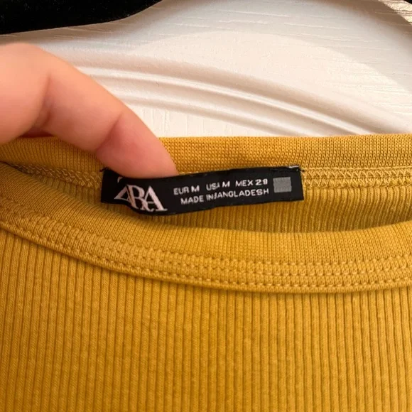 Zara Ribbed Mustard Tee - Picture 2 of 2